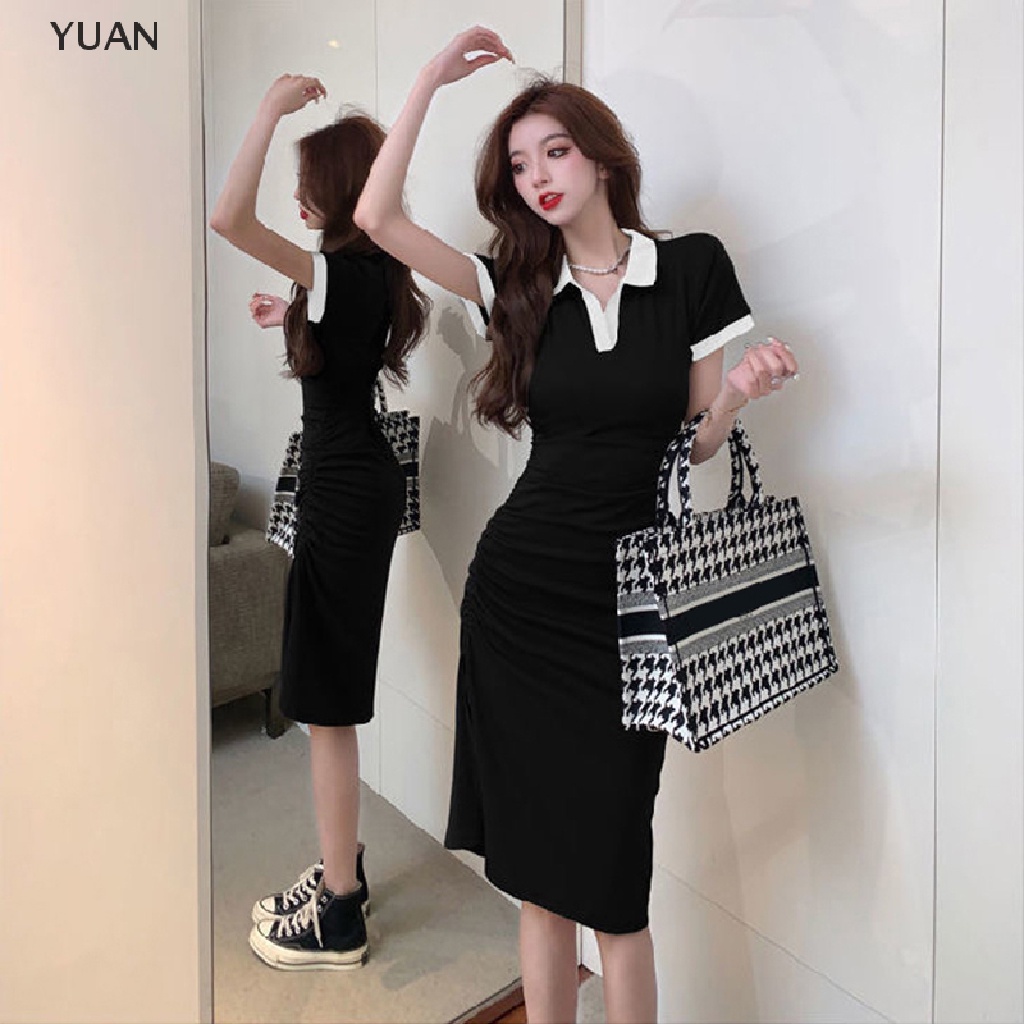 Đầm Polo Tay Ngắn Màu Trơn Dáng Ôm Thời Trang Mùa Hè 2023