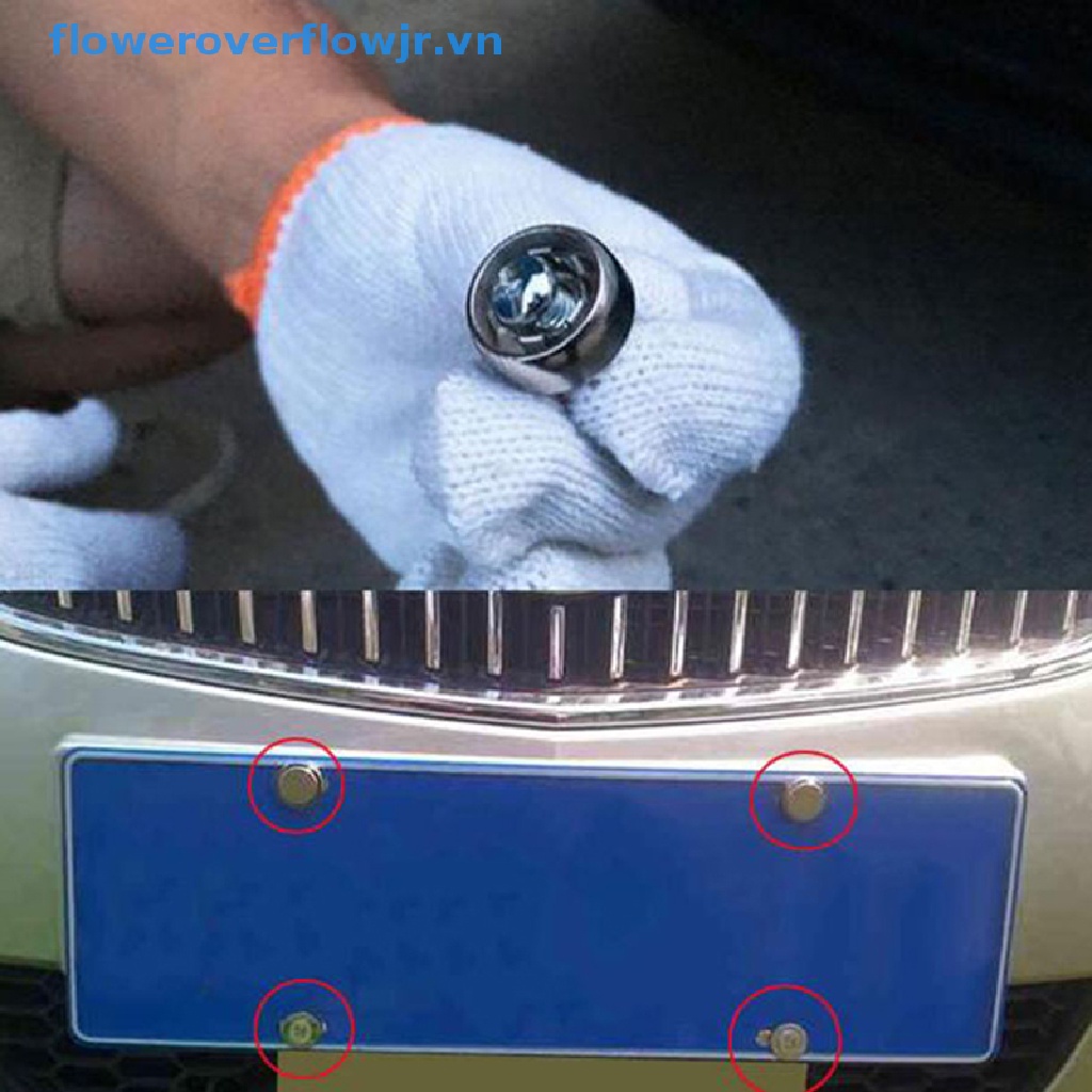 Set 4 Ốc Vít Bằng Hợp Kim Chrome Gắn Biển Số Xe Hơi Chống Trộm