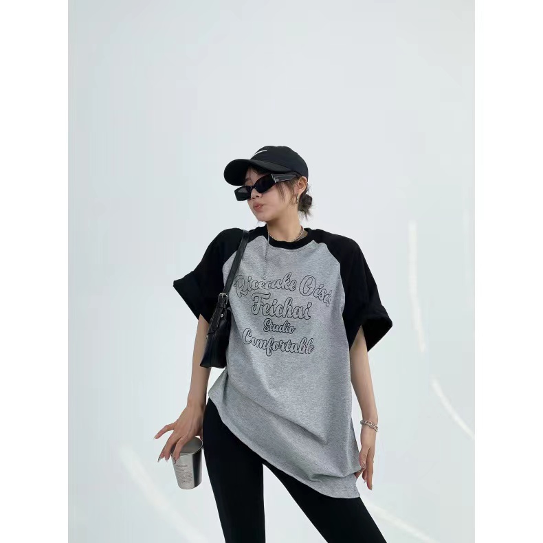 Áo thun NRVP 100% cotton tay ngắn dáng rộng in họa tiết hoạt hình phong cách Hàn Quốc thời trang cho nữ