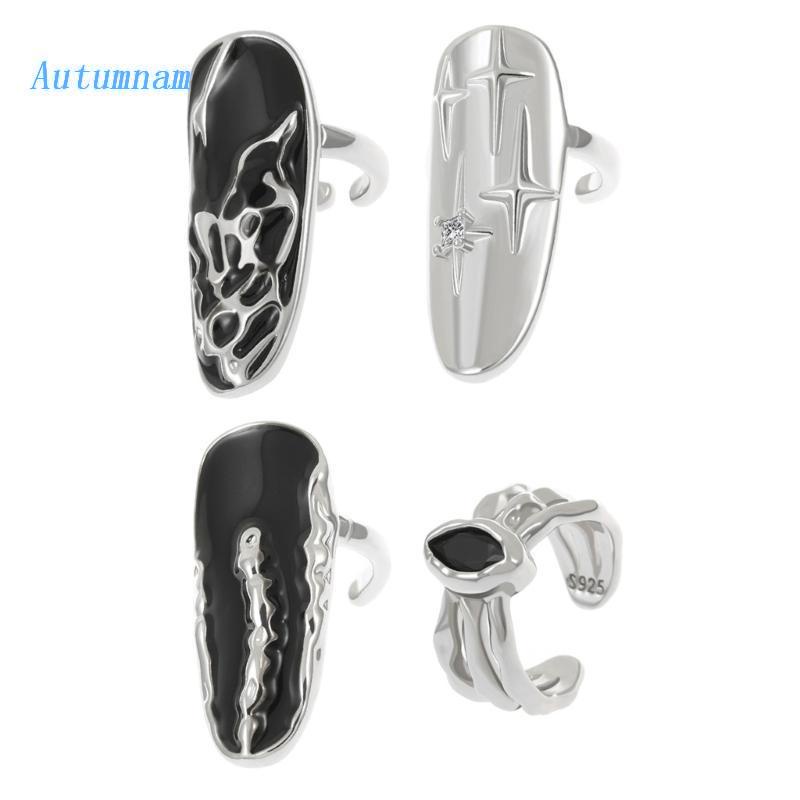 Nhẫn Họa Tiết Độc Đáo Phong Cách Punk Trang Trí Móng Tay