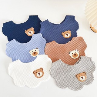 Yếm bé vách ngăn cotton chống khạc nhổ nước bọt khăn sơ sinh yếm hoạt hình gấu trẻ sơ sinh phụ kiện