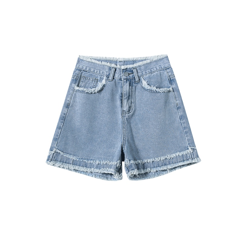 Quần Short Denim Jiashucheng Lưng Cao Ống Rộng Phong Cách Hàn Quốc Thời Trang Mùa Hè 2023 Mới