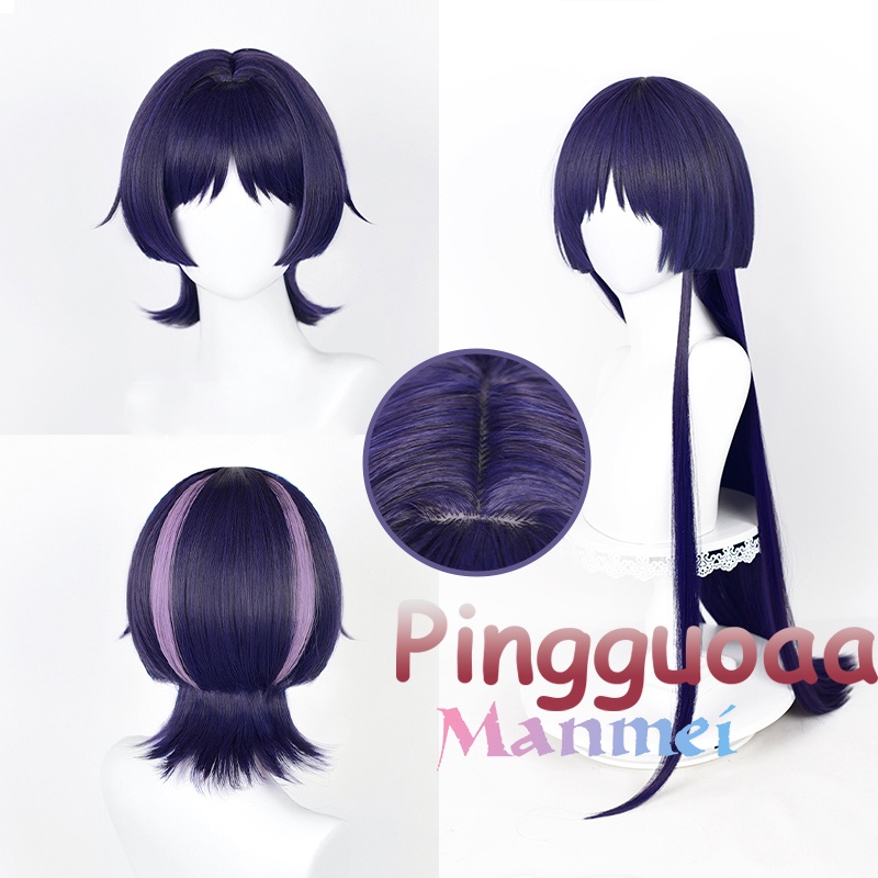 Genshin Impact Scaramouche Cosplay Wig Blue Purple Black Wigs 80cm Hair extensions Heat Resistant Synthetic Wigs Halloween