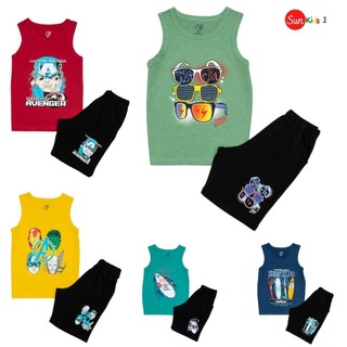 Đồ bộ bé trai size 4-14 tuổi, bộ ba lỗ cho bé chất thun cotton, nhiều màu - sunkids1