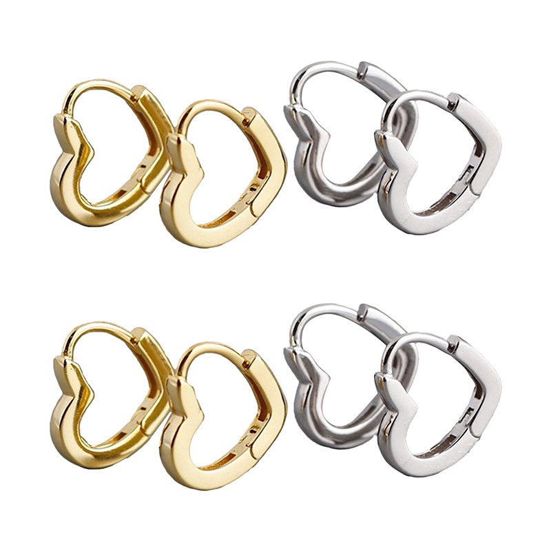 Bông Tai Hình Trái Tim Bằng Kim Loại Màu Vàng / Bạc Phong Cách Tối Giản Thời Trang Cho Nữ