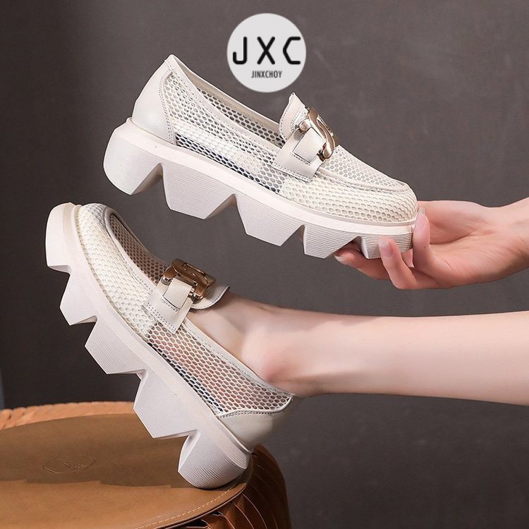 JINxCHOY Giày Cao Gót Mũi Tròn Thiết Kế Thoáng Khí Hợp Thời Trang Cho Nữ