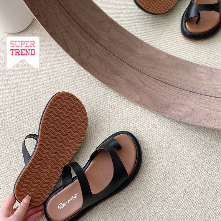 Dép Sandal Mũi Tròn Màu Trơn Thoải Mái Thời Trang Mới Dễ Phối Đồ