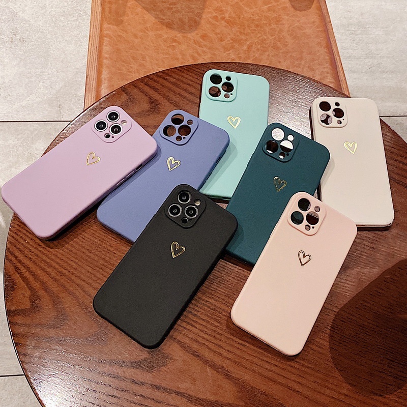 Suitable for iPhone13 skin-Sensitive Bronzing love phone case 12pro solid color Rubik's cube Apple 11 drop-proof protective cover PWKG