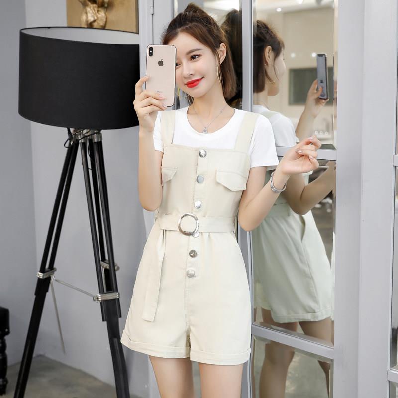 Jumpsuit Ngắn Tay Lưng Cao Thời Trang Nữ Tính