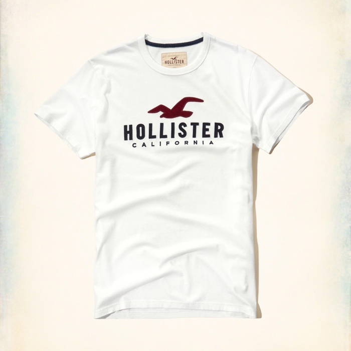 Áo Thun Tay Ngắn Cổ Tròn Màu Trơn In Logo Hollister Thời Trang Cá Tính Cho Nam