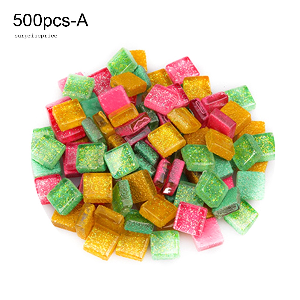 Set 500 Hạt Sứ Vuông 1x1cm Phối Màu Lấp Lánh Trang Trí Nhà Cửa DIY