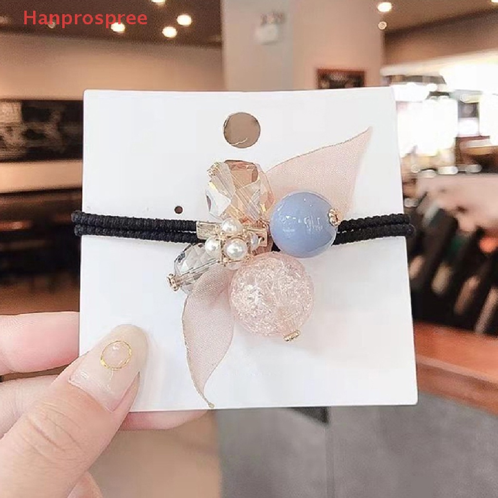 Dây Cột Tóc Ruy Băng Đính Hạt Pha Lê Lấp Lánh Thời Trang Cho Nữ