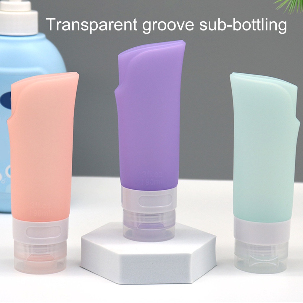 Set 4 Chai Silicone Đựng Dầu Gội 90ML Chống Rò Rỉ Tiện Dụng Khi Đi Du Lịch