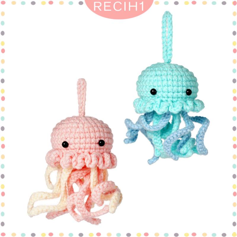 [Recih] Bộ Đồ Chơi Đan Móc Bằng Tay Hình Sứa Biển / Động Vật Thủ Công Để Bàn Trang Trí Cho Người Mới Bắt Đầu