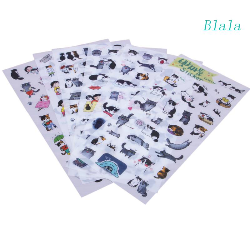 Set 6 Tấm Hình Dán Mèo Dễ Thương Dùng Để Trang Trí Album / Nhật Ký / Lịch