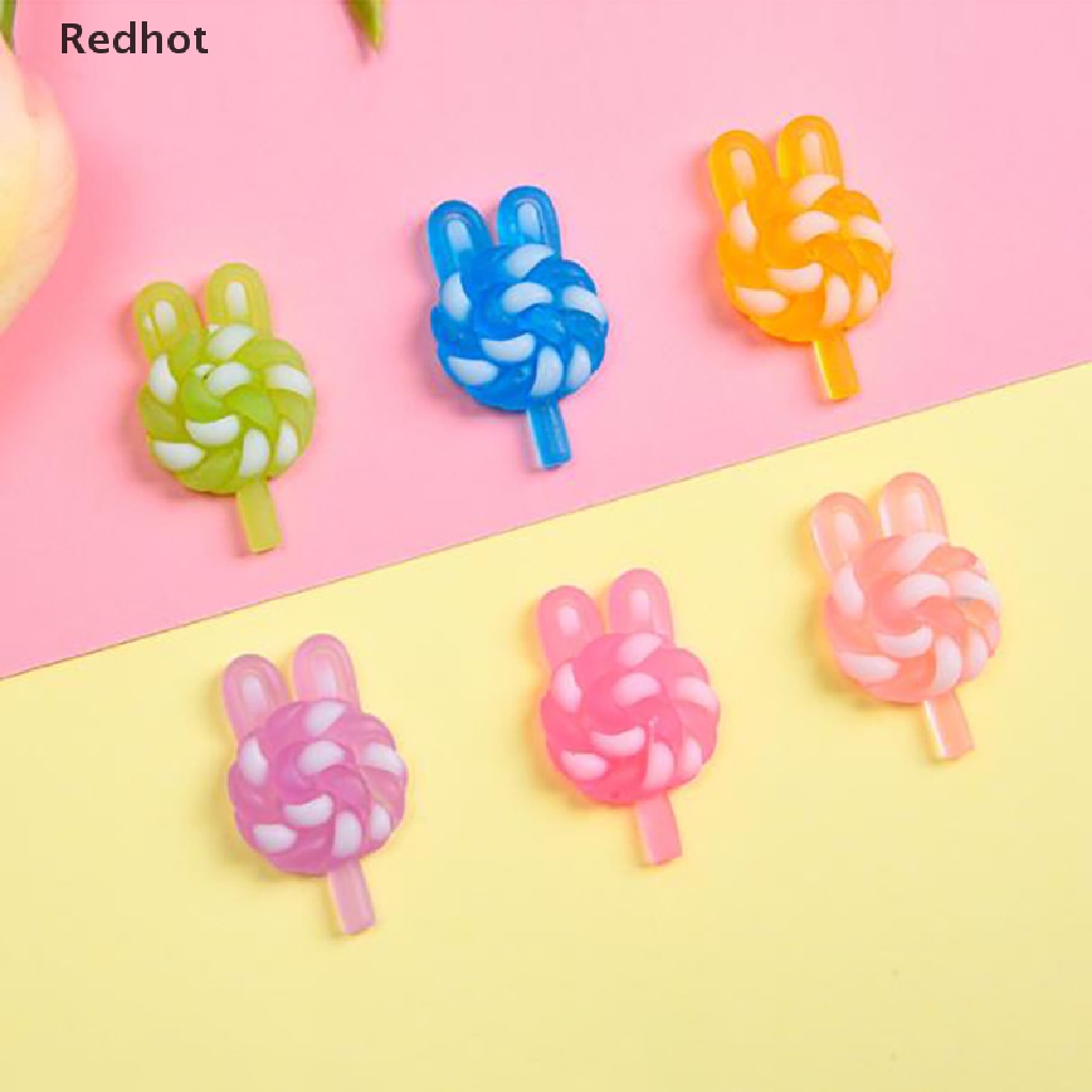 < Redhot > Set 10 Kẹo Mút Nhựa Phát Quang Trang Trí Ốp Điện Thoại Màu Sắc Ngẫu Nhiên DIY