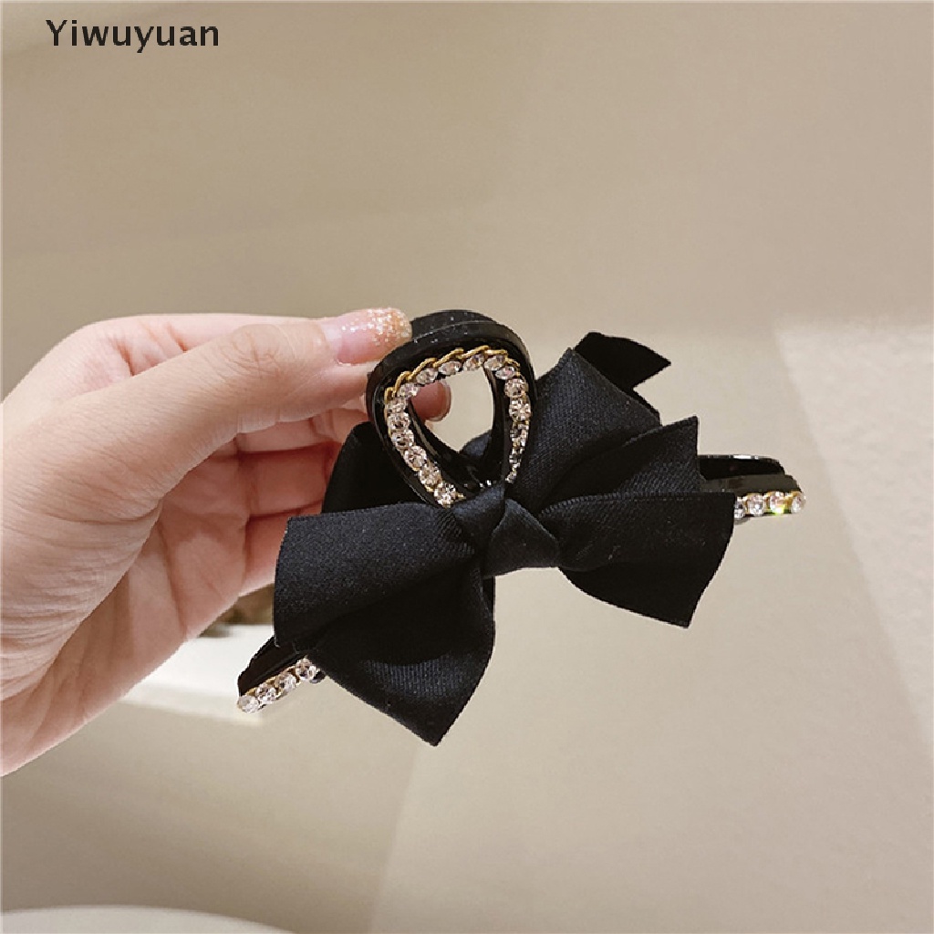 < Yiwuyuan > Kẹp Tóc Càng Cua Đen Đính Nơ Lớn Thanh Lịch Phong Cách Hàn Quốc