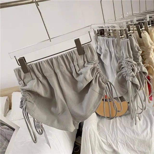 Quần Short Thể Thao Lưng Cao Dáng Ôm Phối Dây Rút Thời Trang Xuân Hè Cho Nữ