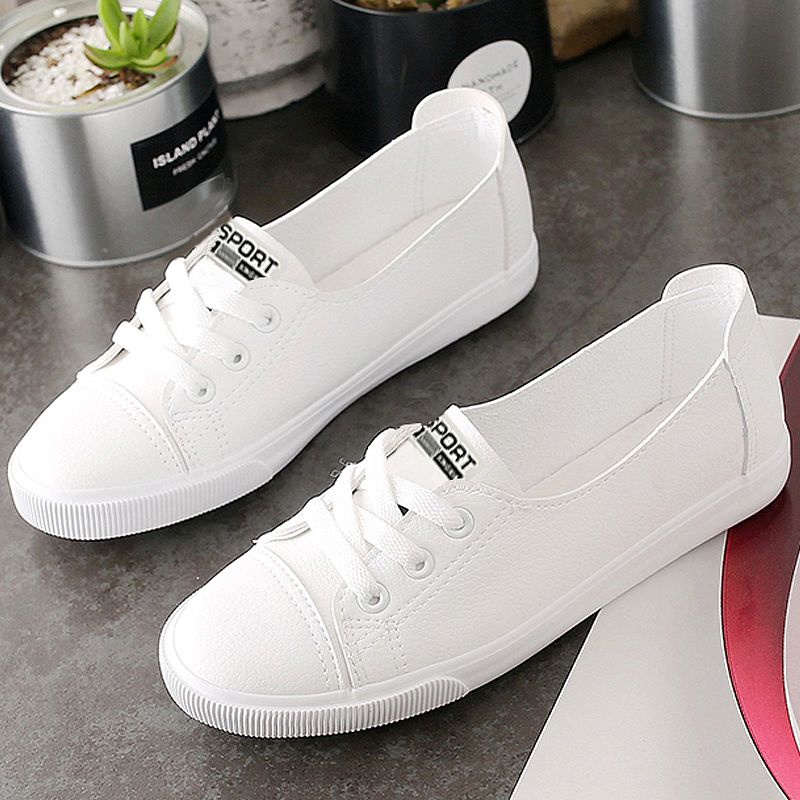 Giày Thể Thao Đế Bằng Màu Trắng Thiết Kế Thoải Mái Thời Trang Mùa Hè Theo Phong Cách Hàn Quốc