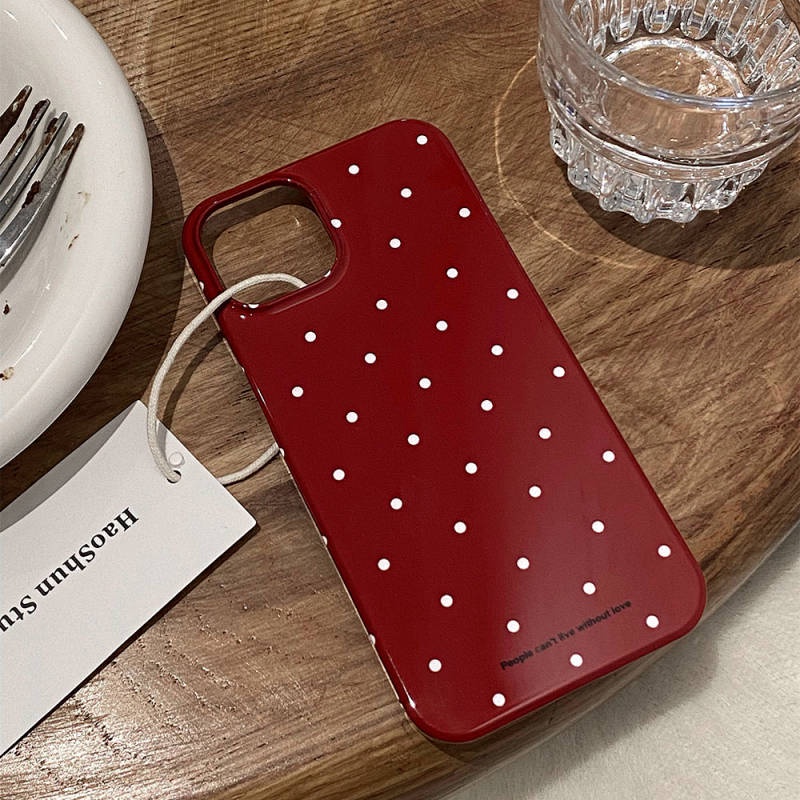 New Year Red Wave Point Apple 14promax Phone Case Iphone12 Autumn and Winter 13 Glossy XR Suitable for 11 Female 14 Soft pBE9
