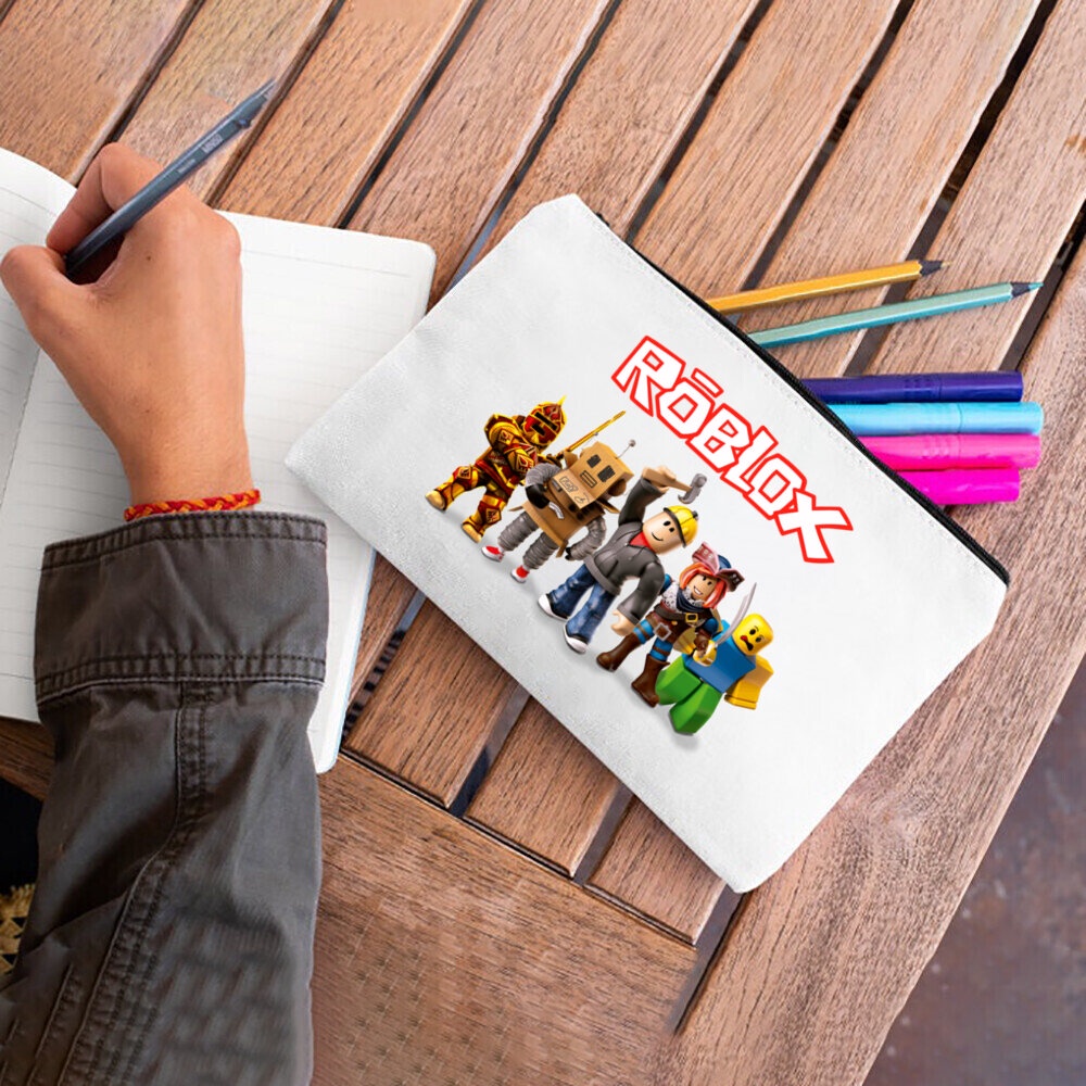 Túi Đựng Bút Chì Bằng Vải canvas Họa Tiết roblox Dễ Thương Cho Bé