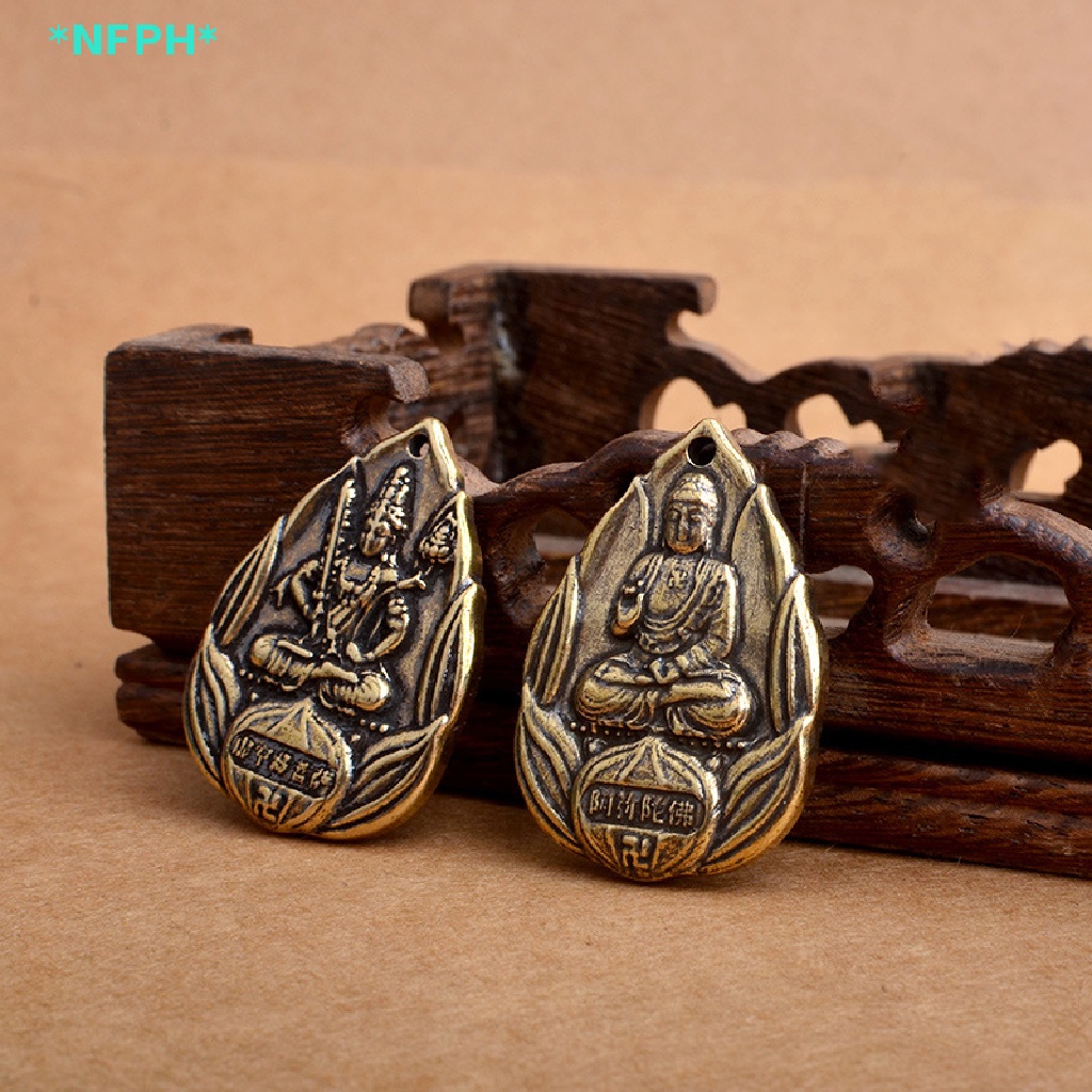 1 Móc Khóa Mặt Nhỏ Bằng Đồng Thau Trơn Hình Thánh patron Trung Hoa Sáng Tạo Mới
