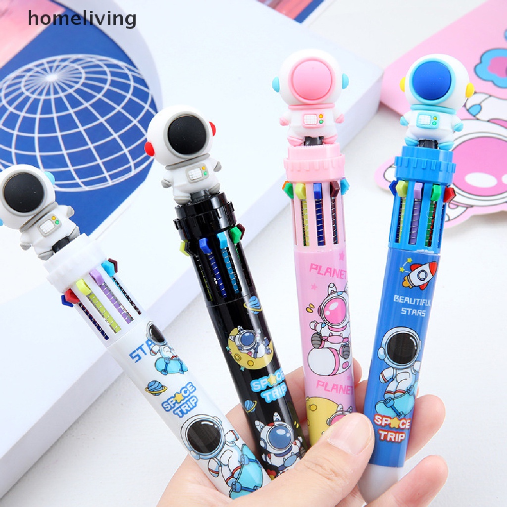 Bút Bi 10 Màu Họa Tiết Phi Hành Gia Hoạt Hình Xinh Xắn Đa Năng