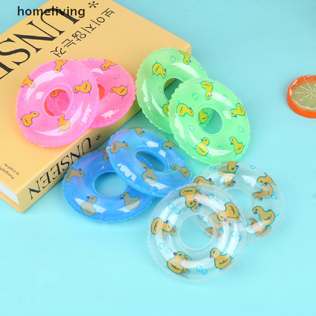 Set 2 Phao Bơi Tròn Hình Chú Vịt Dễ Thương Cho Nhà Búp Bê