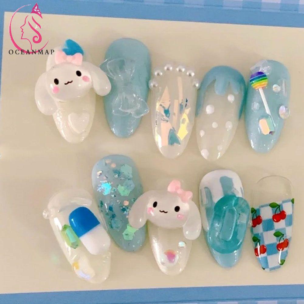 [Hàng mới về] Hạt Phụ Kiện Trang Trí Móng Tay Hình Chú Cún Tai To Bằng Nhựa Resin Bền Bỉ Màu Trong Suốt Đáng Yêu