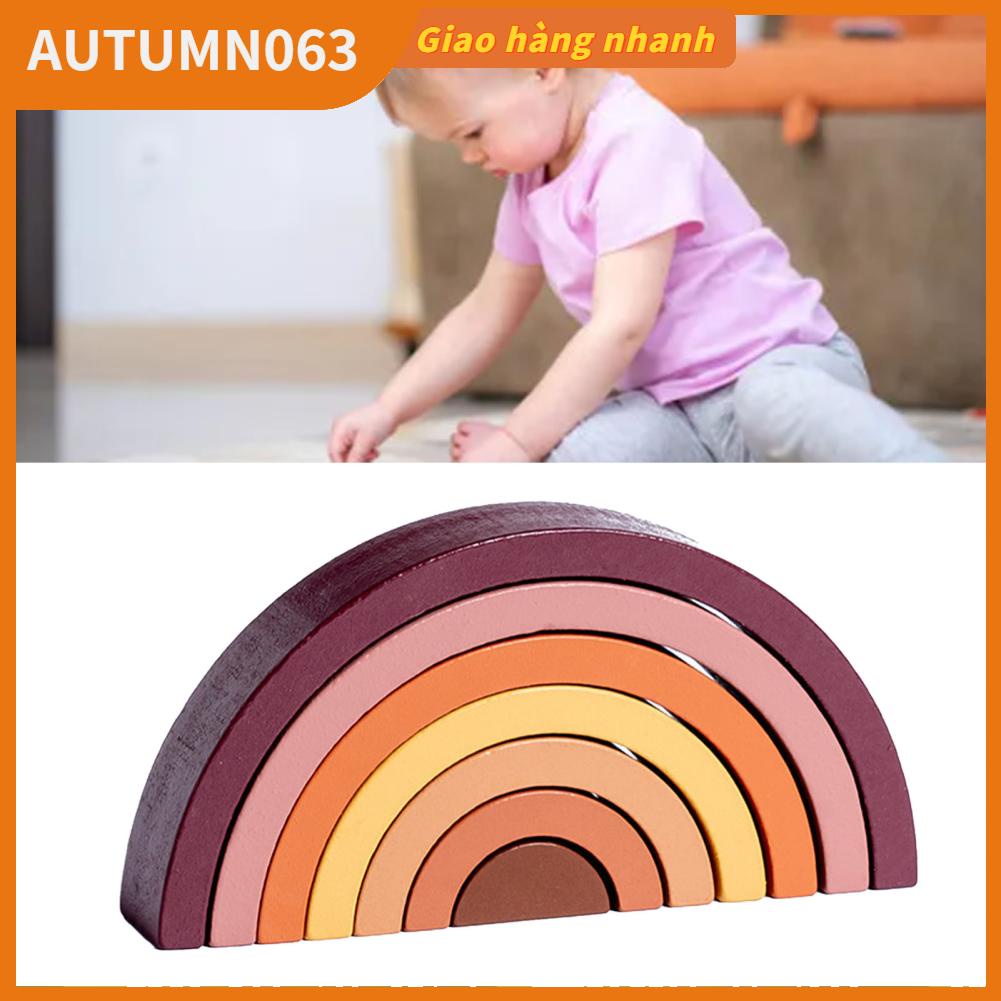 Autumn063 Đồ Chơi Xếp Hình Khối Bằng Gỗ Vòm Lớn Giáo Dục Đầy Màu Sắc Cho Trẻ Mới Biết Đi
