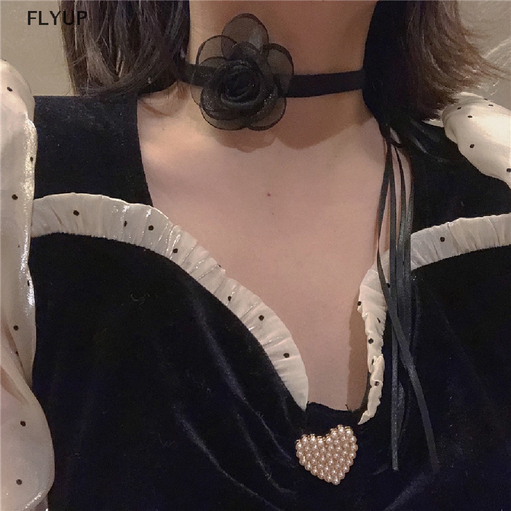 Vòng cổ Dài Thắt Nơ Ruy Băng Vải Hoa Đơn Giản