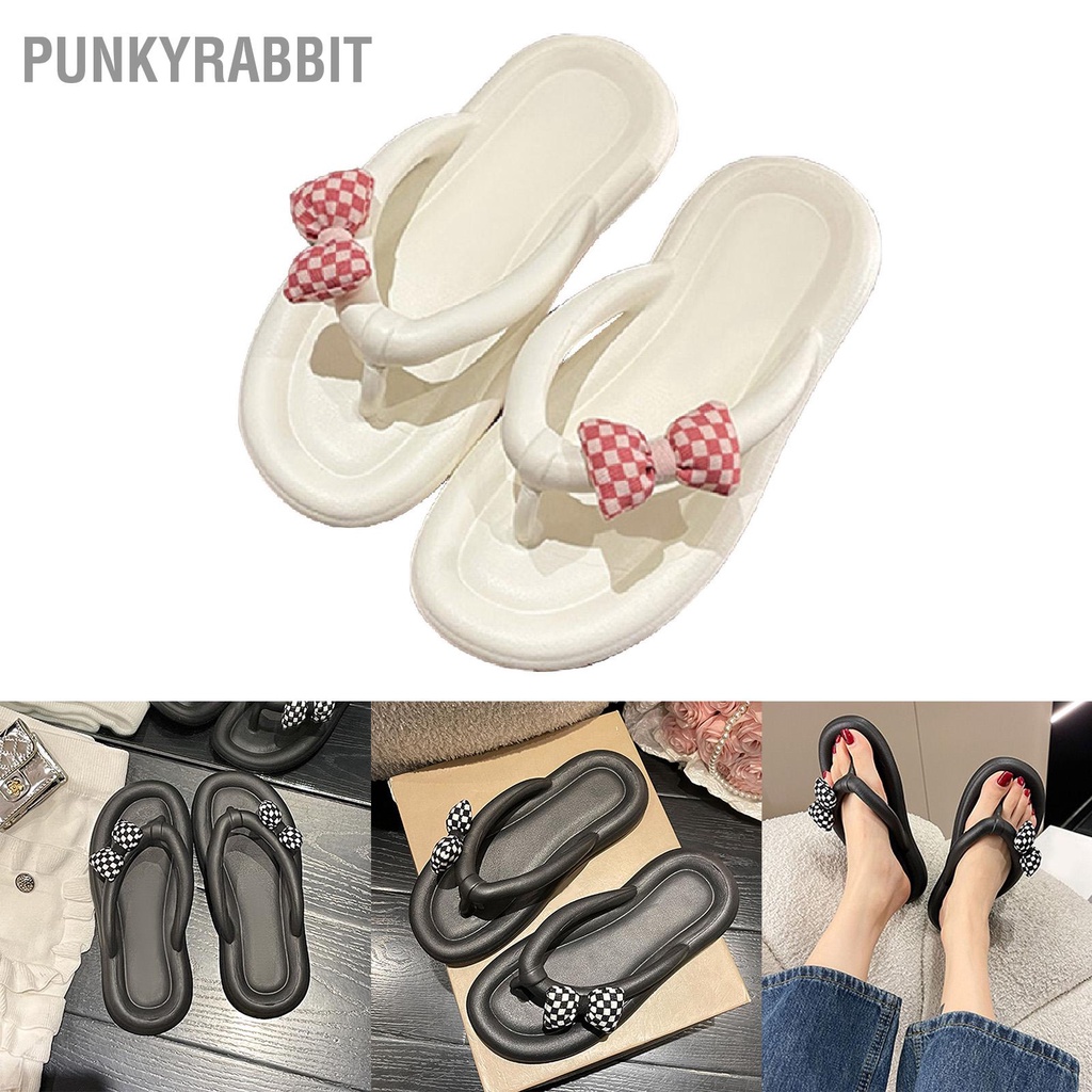 PunkyRabbit Nữ Dép Xỏ Ngón Đế Mềm Đi Trong Nhà Mùa Hè Có Trang Trí Nơ Xăng Đan Bé Gái Cho Bãi Biển Gia Đình
