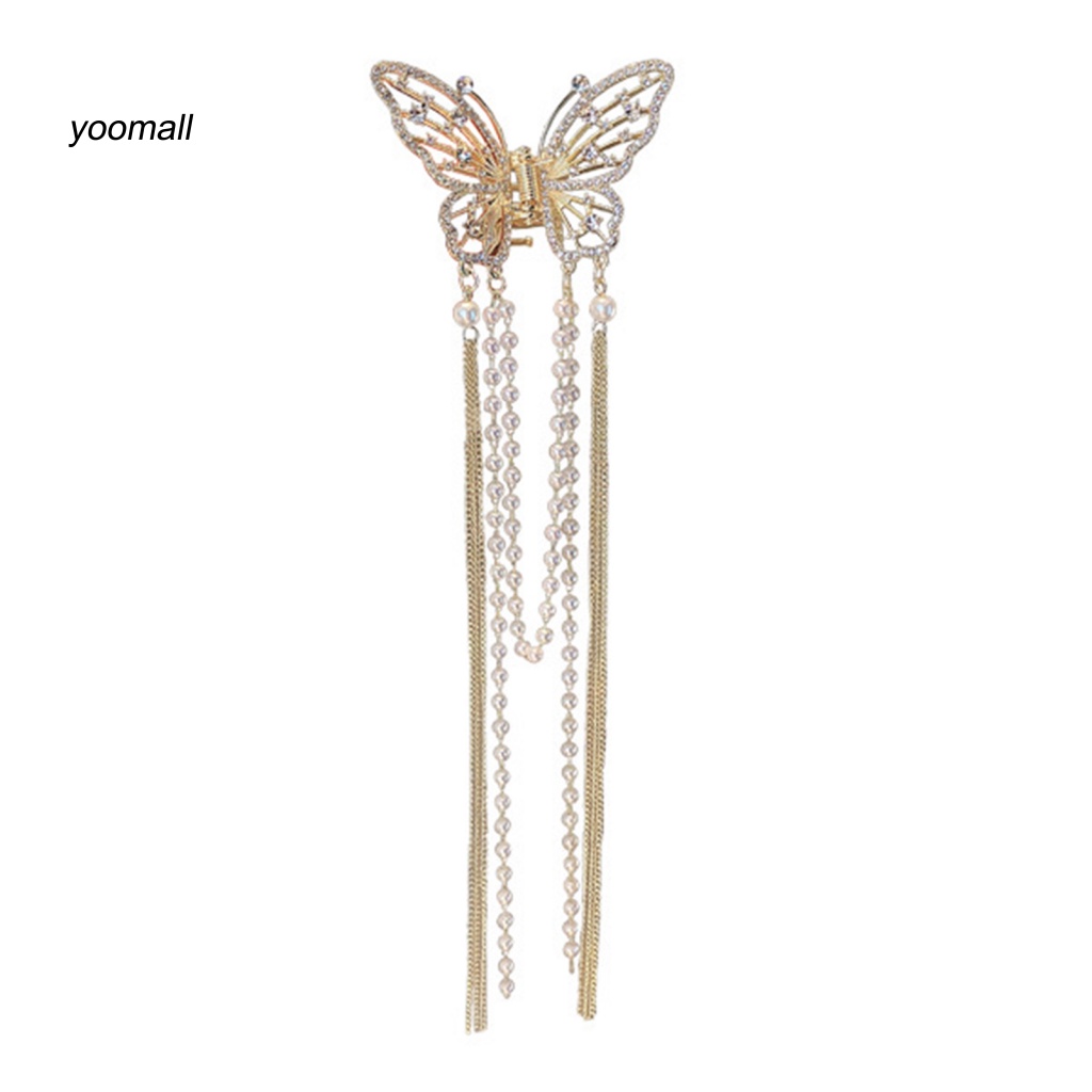 / Yo / Kẹp Tóc Càng Cua Dài Chống Trượt Chống Rơi Có Tua Rua Cho Cô Dâu