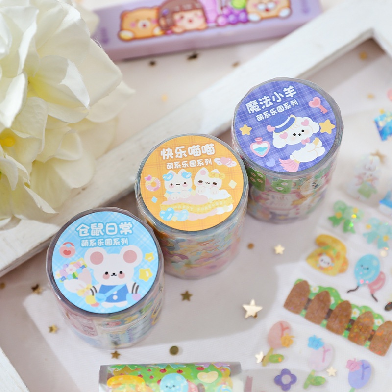 Băng keo cắt theo hình động vật dễ thương Sổ tay hoạt hình thẻ goo Chất liệu tự làm miếng dán