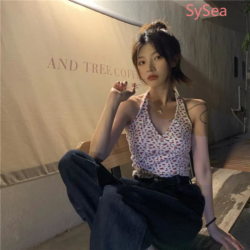 Áo Hai Dây Cổ Chữ V Họa Tiết Hoa Quyến Rũ Thời Trang Hè Cho Nữ