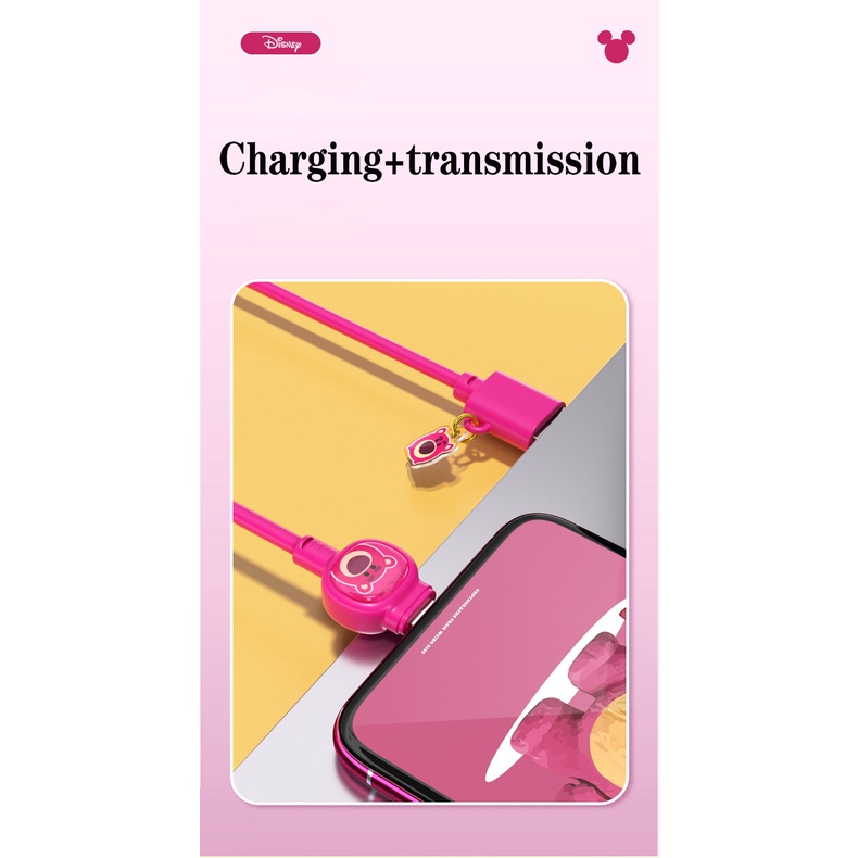 Cáp Sạc Nhanh 5A Hình Gấu Dâu Tây Dễ Thương Cho iPhone Android Type C