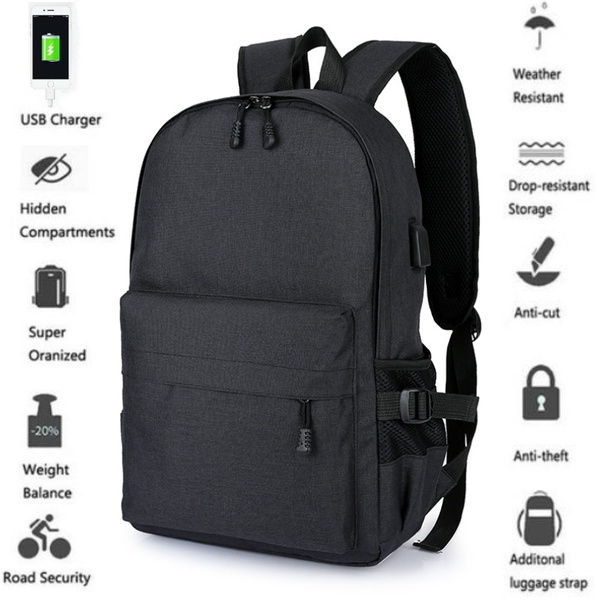 Ba Lô Laptop Màu Đen / Xám Với Cổng Sạc USB