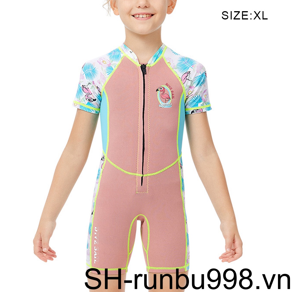 Bộ Đồ Lặn Liền Thân Tay Dài Dày 2MM Chống Trầy Xước Có Khóa Kéo Trước Cho Bé