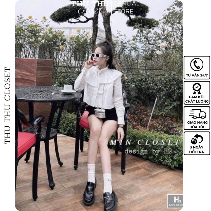 ÁO SƠ MI CỔ BÈO TAY DÀI. Size S M