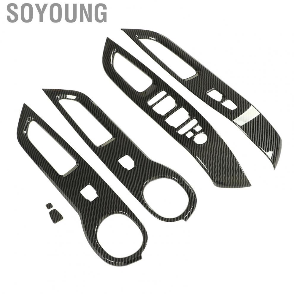 Soyoung Car Lift Button Sticker  Window Switch Decoration Frame Cover Advanced Distinctive Design Carbon Fiber Style Comfortable for Left Hand Drive