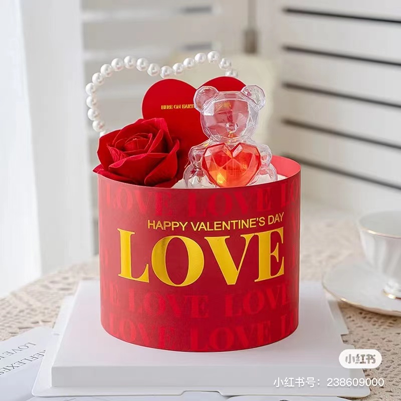 Đèn LED Gấu Nhỏ Trang Trí Bánh Ngọc Trai Nơ Trái Tim Dập Nổi Cho Ngày Valentine