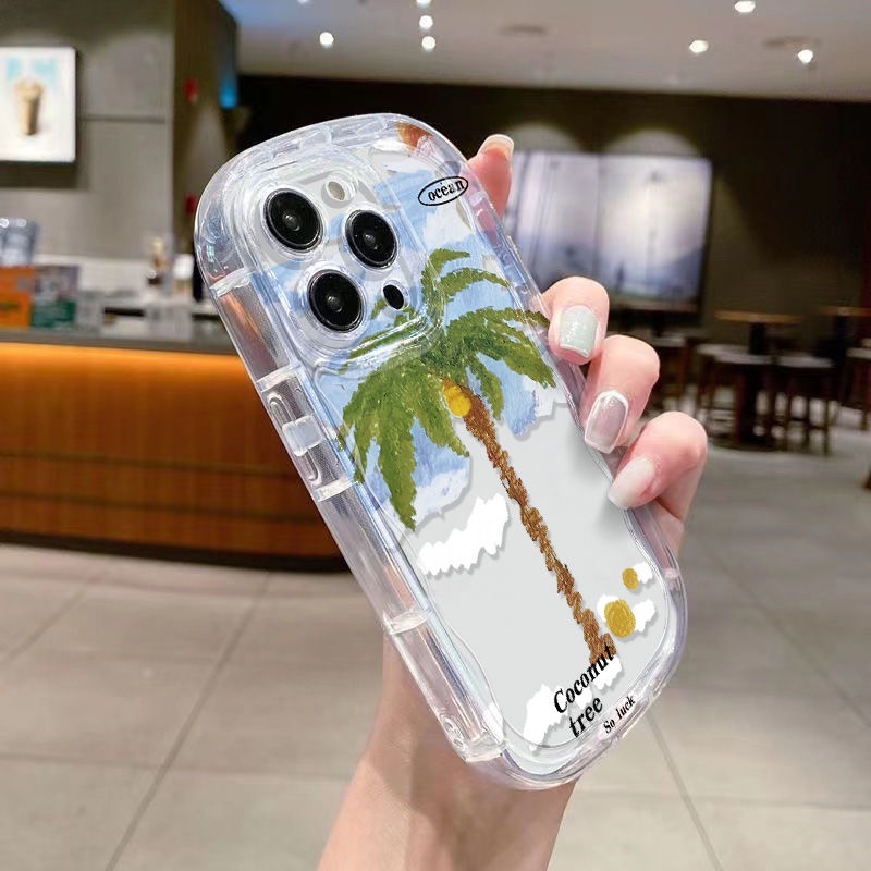 ✅Ốp Điện Thoại Mềm Trong Suốt Chống Sốc In Hình Cây Dừa Cho Iphone 12 11 713xs 148PxrPromax