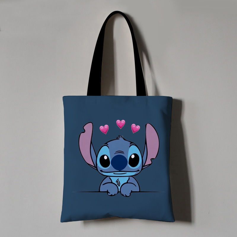 Túi Đeo Vai Vải Canvas In Hoạt Hình Stitch Dễ Thương Thời Trang Cho Nữ