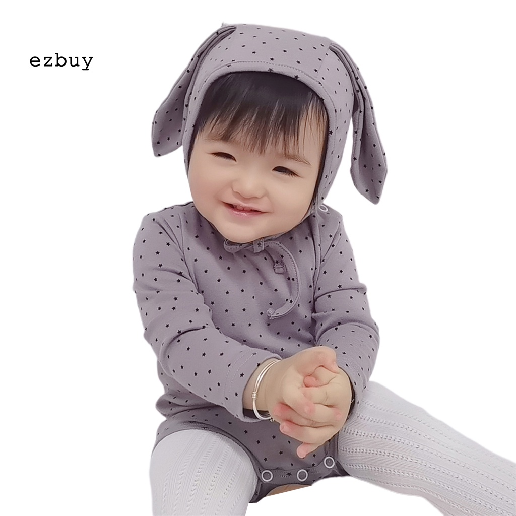 [EY] Bộ Áo Liền Quần Bằng Cotton Tai Thỏ Ngôi Sao Trung Tính Thời Trang Mùa Thu Cho Bé Sơ Sinh