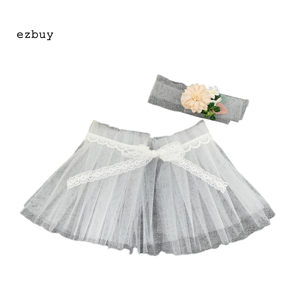 1 Set Váy Tutu Siêu Mềm Kèm Băng Đô Hoa Làm Đạo Cụ Chụp Ảnh Cho Bé Gái