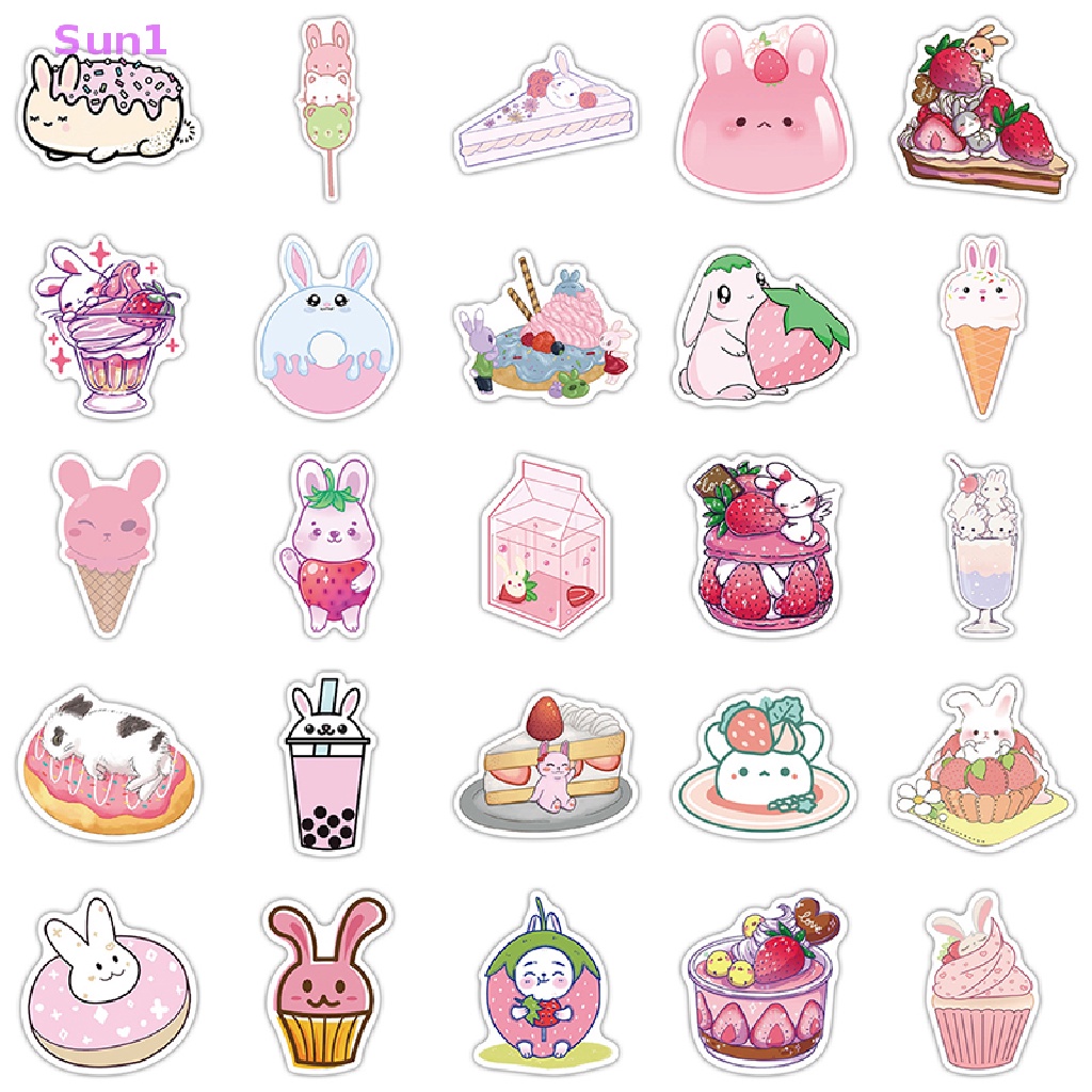 Set 50 Nhãn Dán PVC Hình Thỏ Graffiti Dễ Thương Trang Trí Đa Ứng Dụng