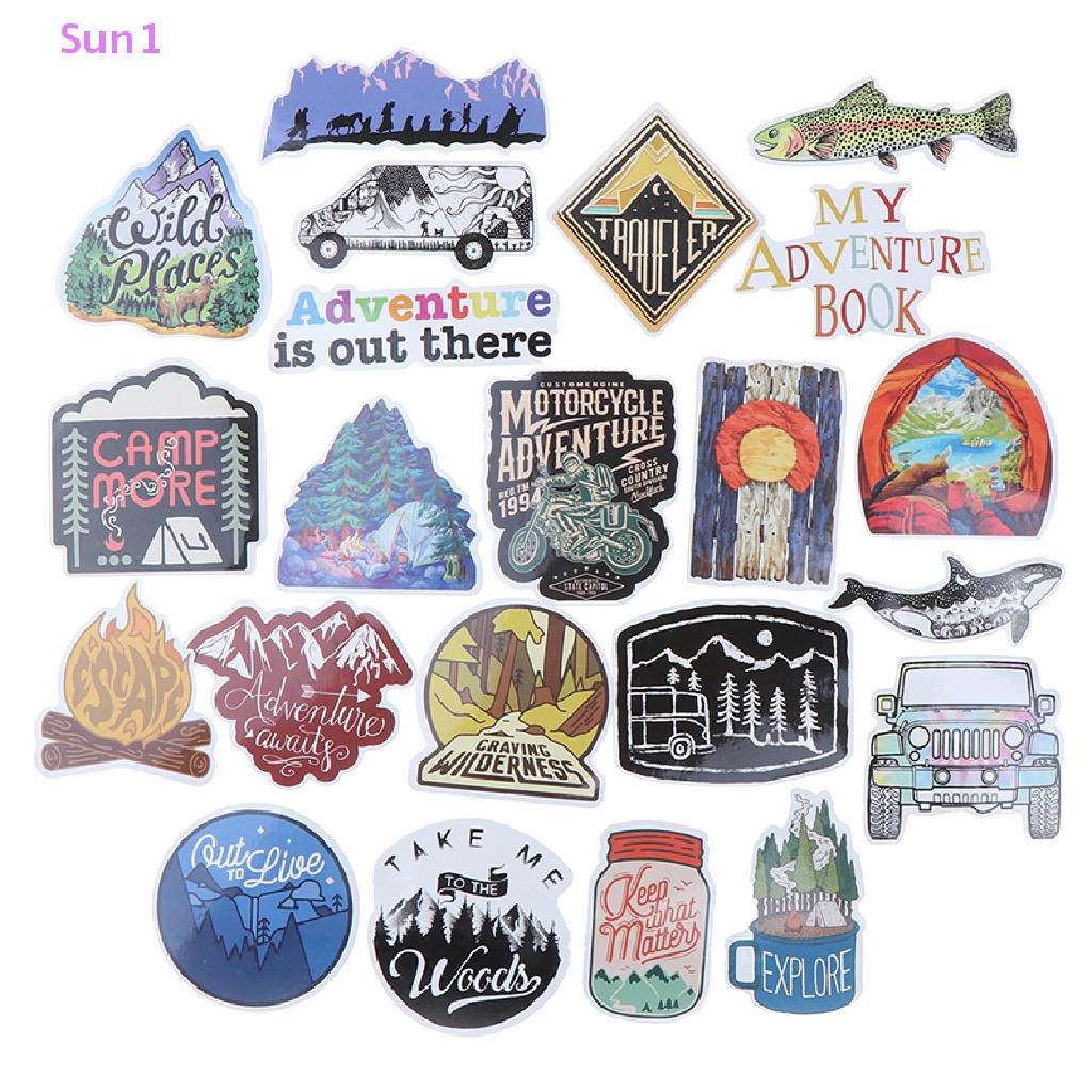 Set 65 Miếng Dán PVC Chống Thấm Nước Hình Phong Cảnh Trang Trí Đa Ứng Dụng