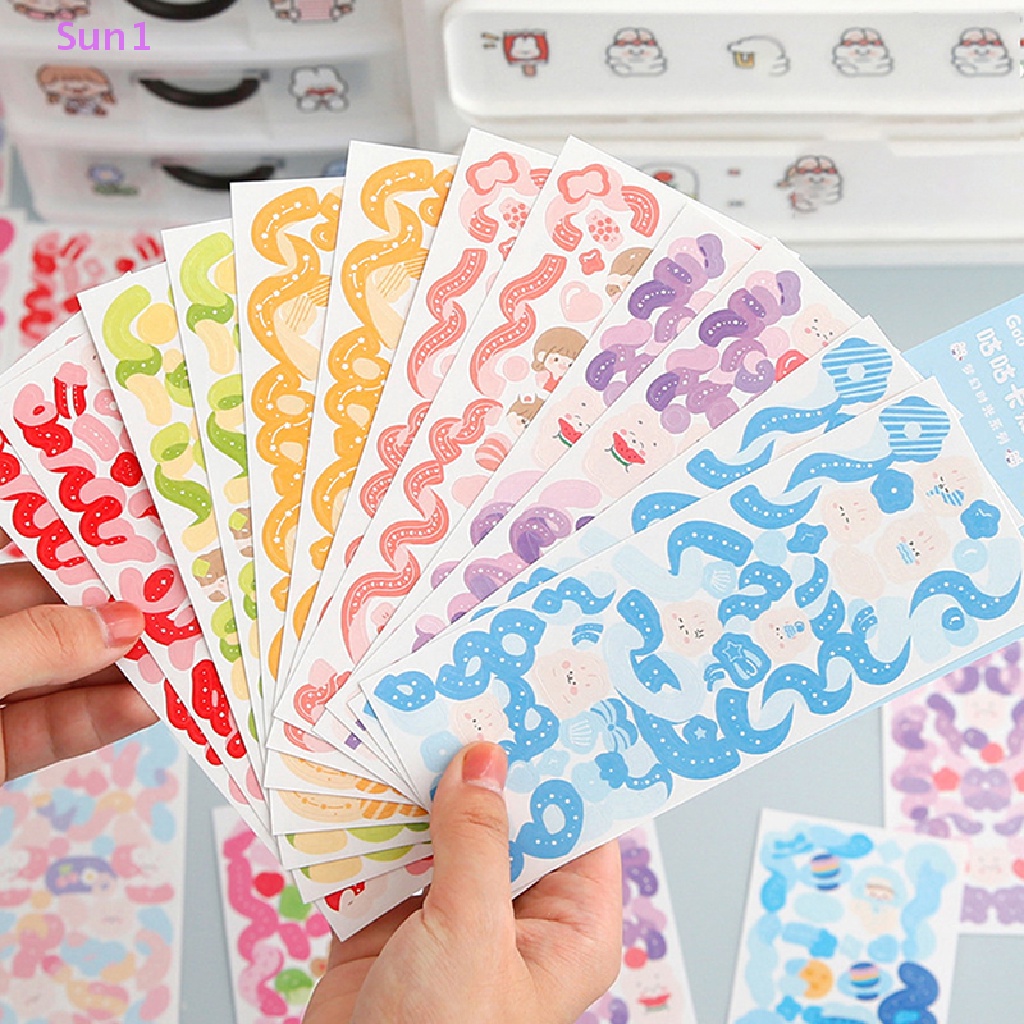 Sun1 > 12 Tờ Nhãn Dán Ruy Băng Màu Mưa Trang Trí Album Ảnh DIY