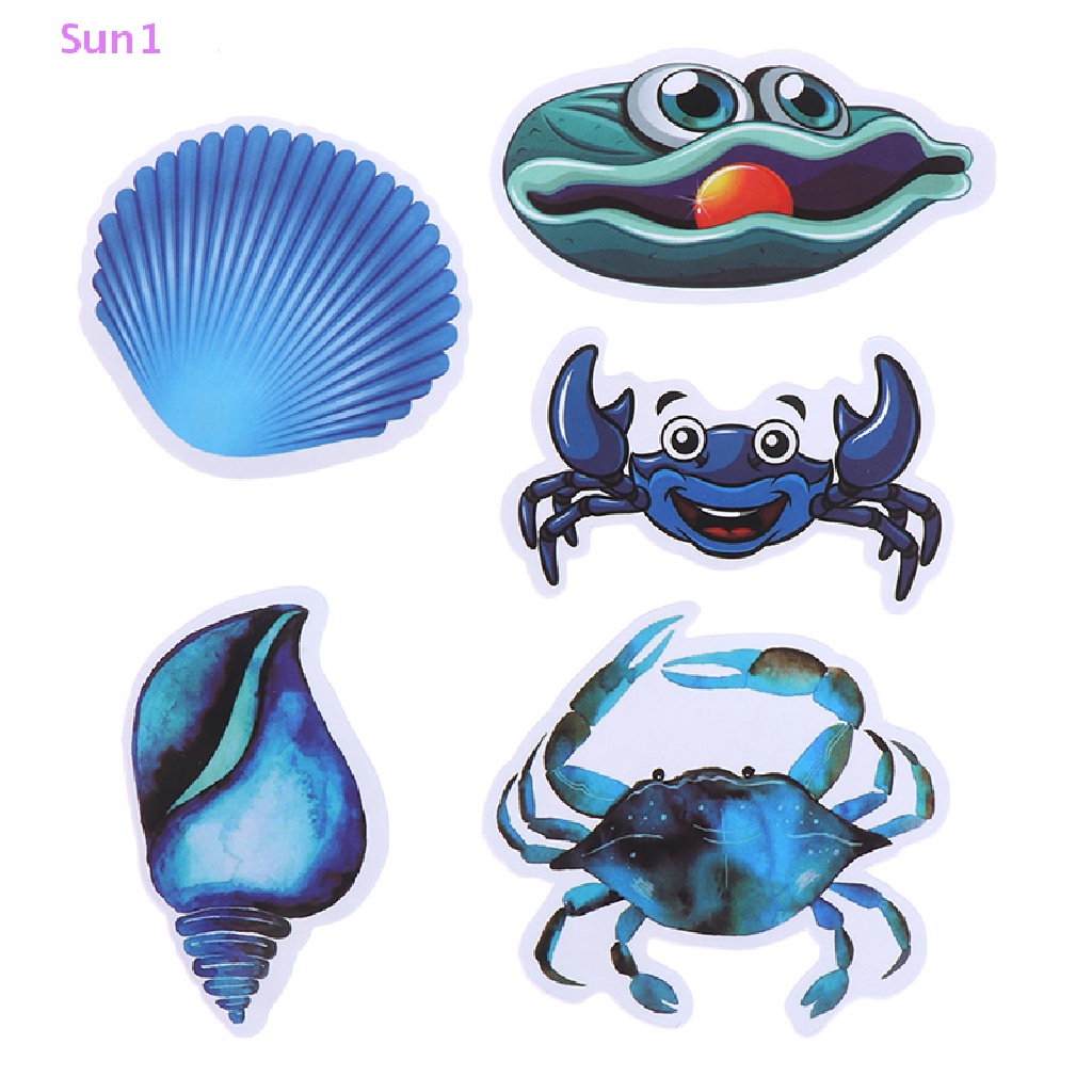 Set 49 Miếng Dán Hình Động Vật Biển Xanh Dương Dễ Thương Trang Trí Vali Ván Trượt Laptop