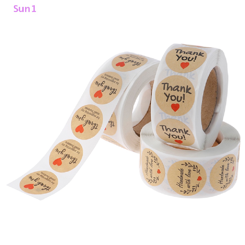 Set 500 Nhãn Dán Tròn In Chữ Thank You Trang Trí Đa Năng Tiện Dụng